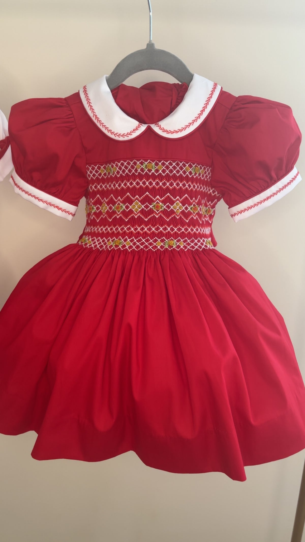 Girls red smock dress
