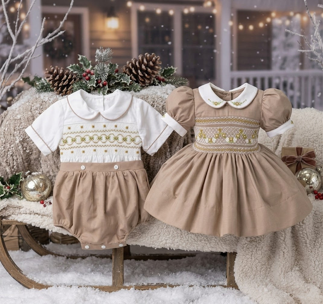 Caramel/nude smock dress