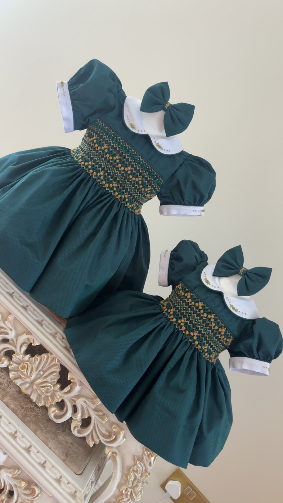 Emerald green smock dress