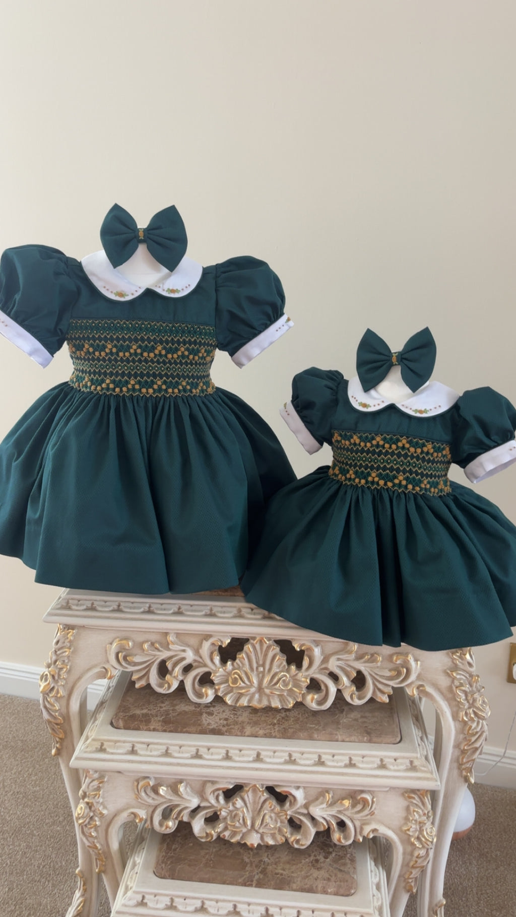 Emerald green smock dress