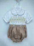 Caramel/tan smock suit