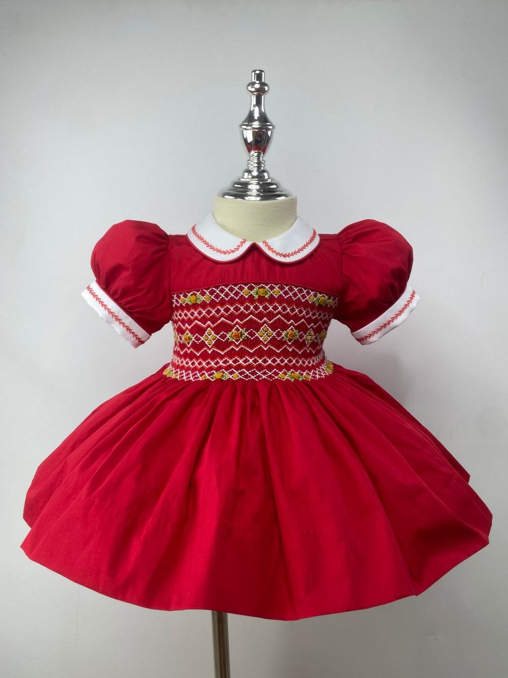 Girls red smock dress