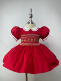 Girls red smock dress