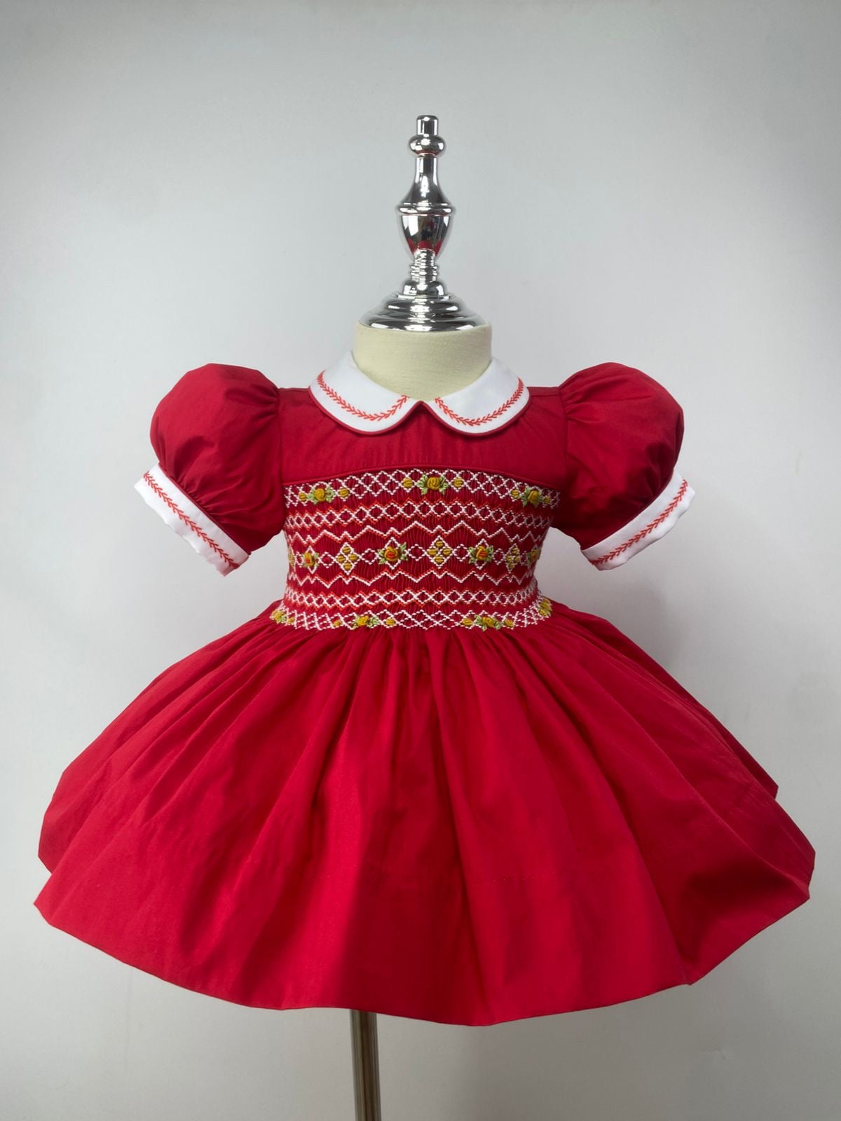 Girls red smock dress