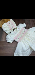 Ivory and pink smock dress